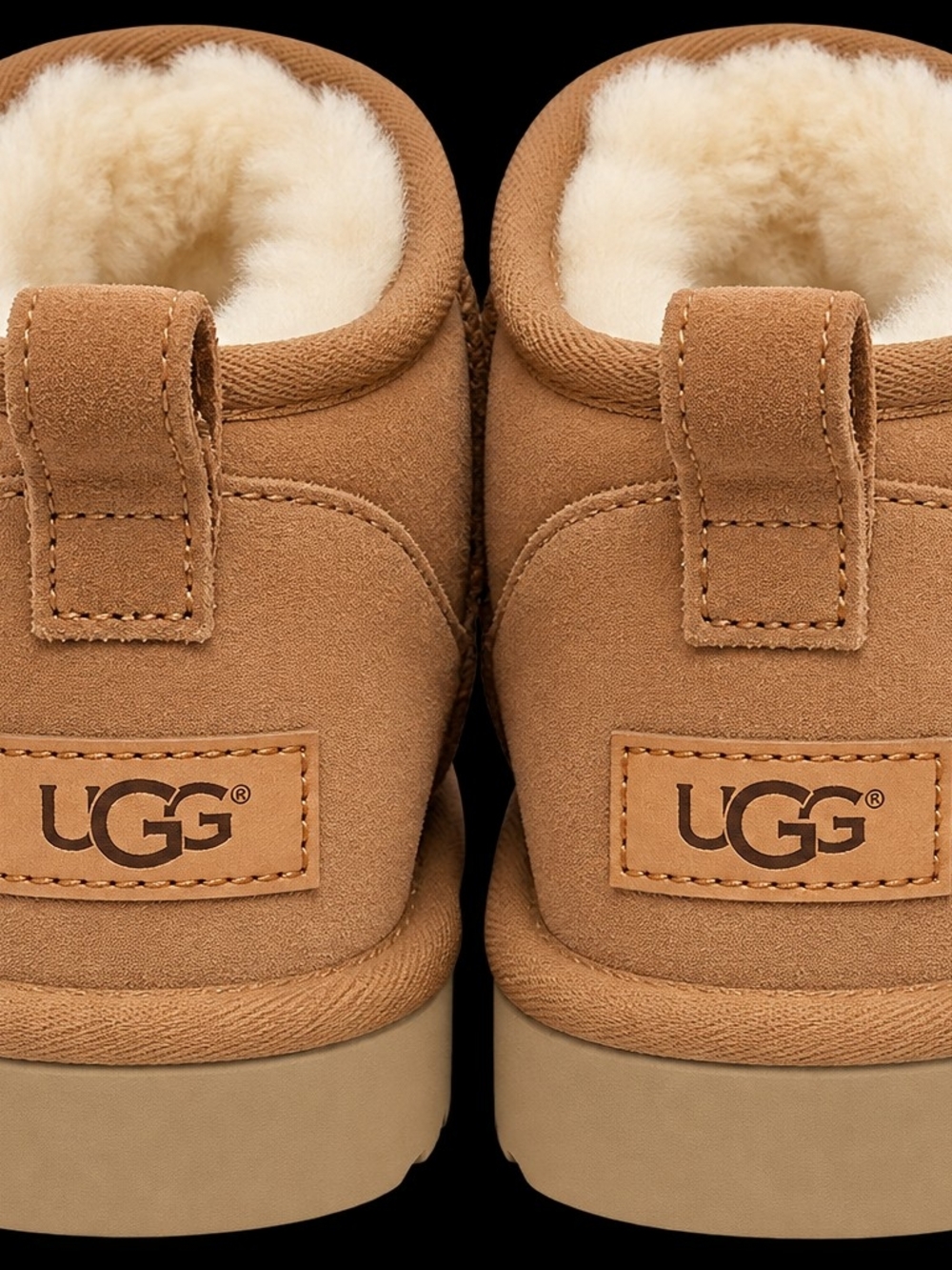 UGG Ultra Mini Chestnut Shearling-Lined Slip-On Boots